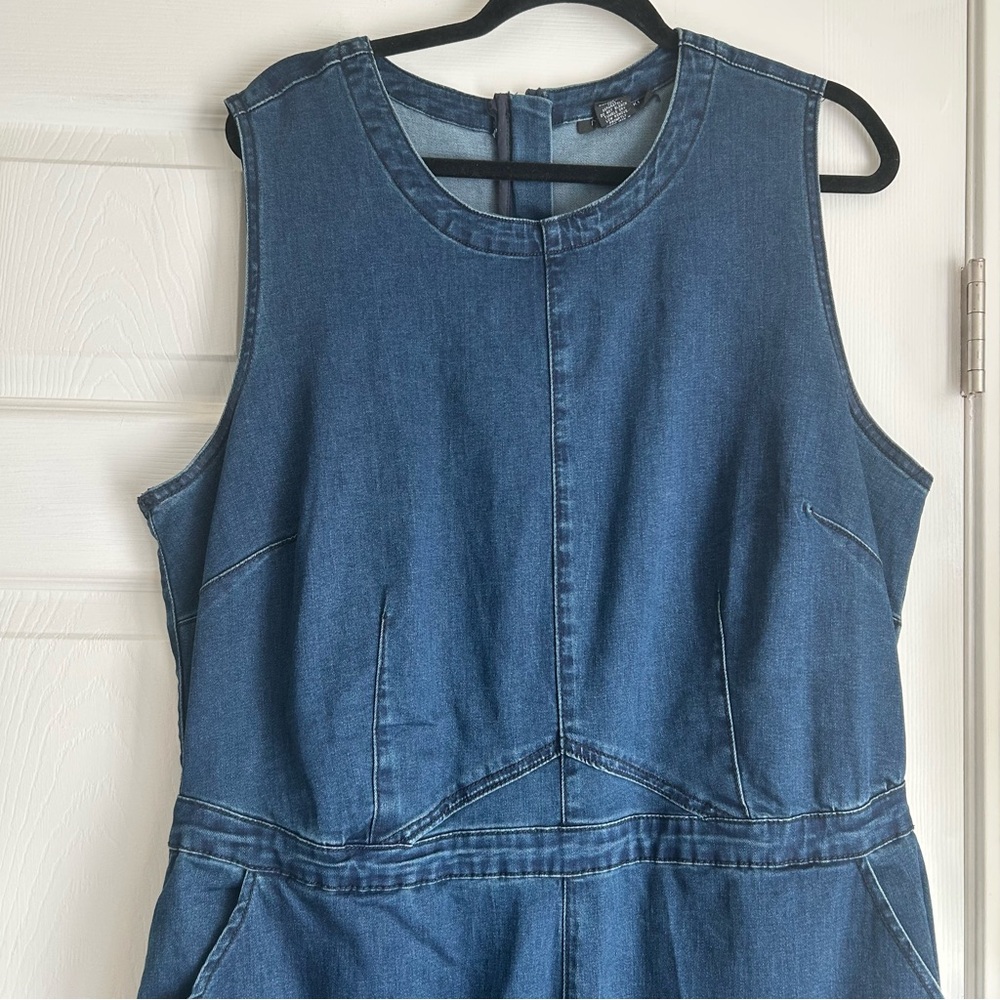 Ashley Stewart Dark Blue Denim Sleeveless Jumpsuit - Picture 2 of 4